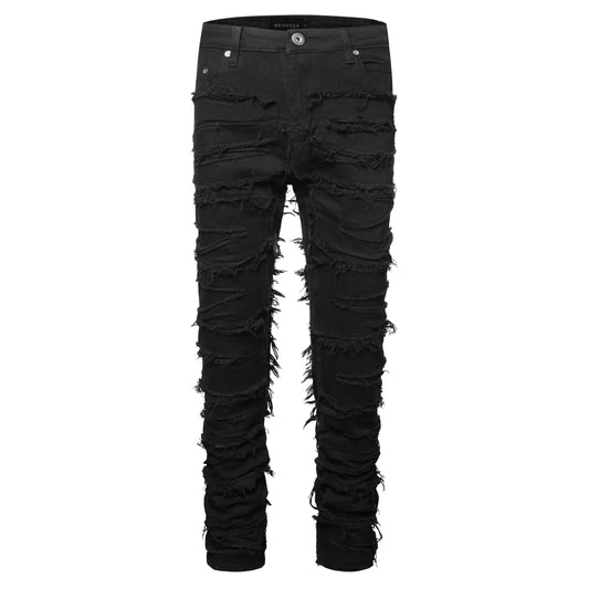 DISTRESSED BLACK DENIM