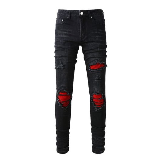 BIKER DENIM - RED PATCH